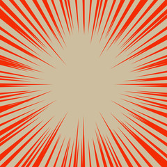 Abstract background with red sun rays. Vector.