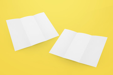 Blank white empty trifold brochure