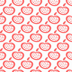 Seamless pattern with spotted outlines of apples. Simple endless print with fruit. Doodle, drawn by hand.