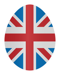 Easter egg with colors of Great Britain flag
