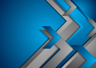 Obraz premium Blue and grey tech abstract background with arrows