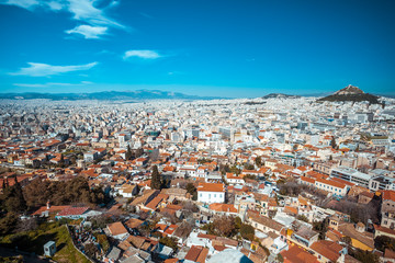 Panoramic view of Athens from Acropolis hill, sunny day
