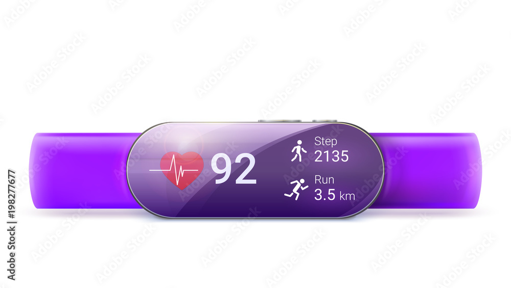 Poster activity tracker isolated on white background, 3d illustration. modern mobile device for wear on the