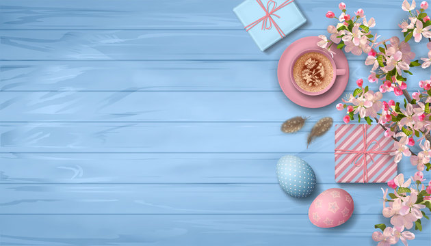 Easter Wooden Background