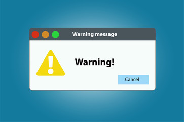 Window operating system error warning. Illustration on white isolated background.