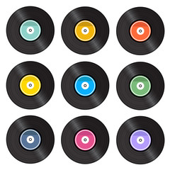 Set of retro vinyl gramophone.