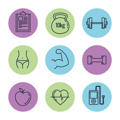 Fototapeta premium healthy lifestyle set icons