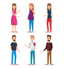 Fototapeta premium woman pregnacy with group of people avatars characters