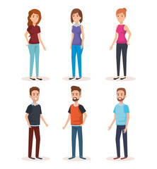 Fototapeta premium young people avatars characters
