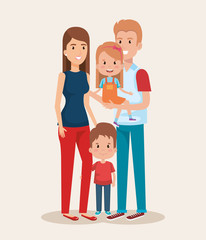 cute family happy characters