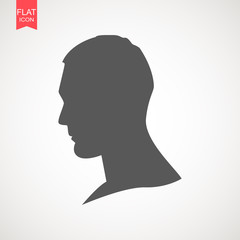 Young man head vector silhouette isolated on white background . Portrait of men in profile , isolated silhouette - vector illustration