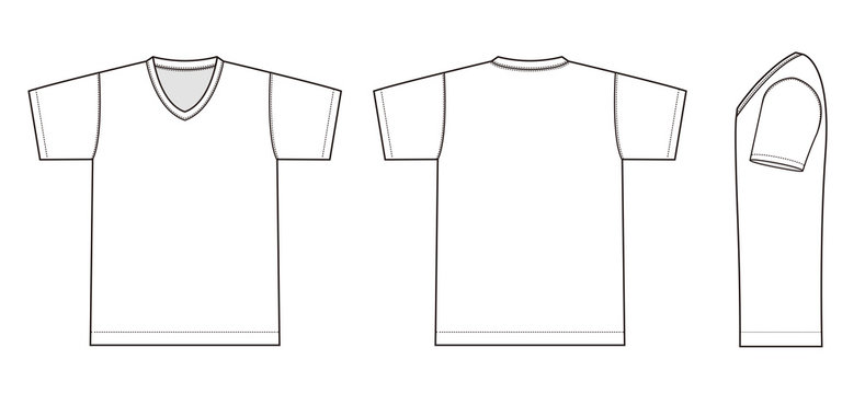 V neck t-shirt  illustration (white)
