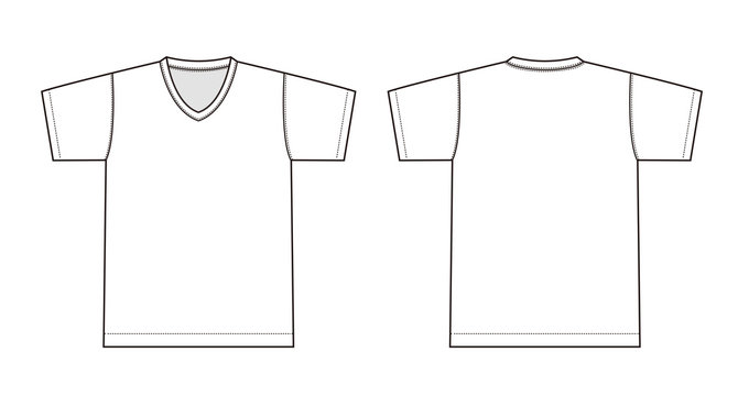 V neck t-shirt illustration (white) 