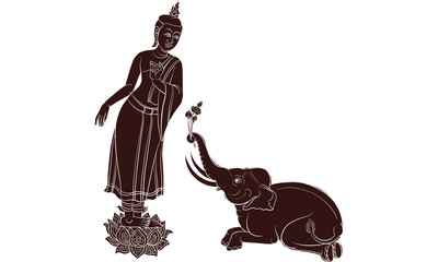 Thai traditional painting, tattoo, cracked colour painting