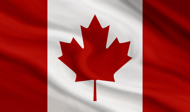 Canada flag of canvas texture background
