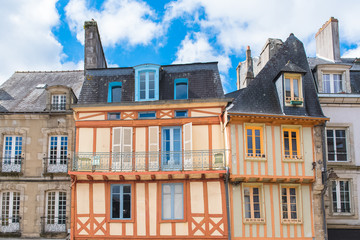 Fototapeta na wymiar Quimper, old half-timbered house, beautiful touristic town in Brittany 
