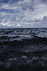 Low angle moody  shot of sea waves 