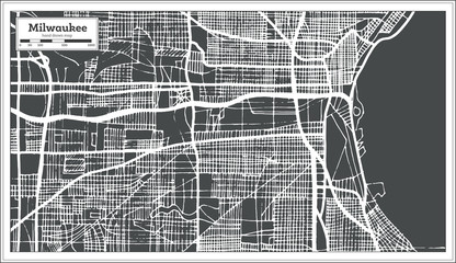 Milwaukee Wisconsin USA City Map in Retro Style. Outline Map. - obrazy, fototapety, plakaty