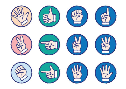 Hand gesture and sign icon collection, Hand-painted style , vector illustration