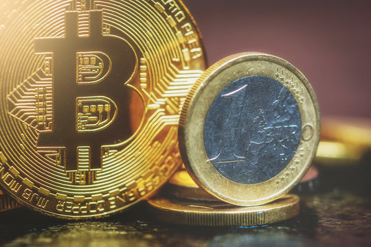 Bitcoin and Euro coin