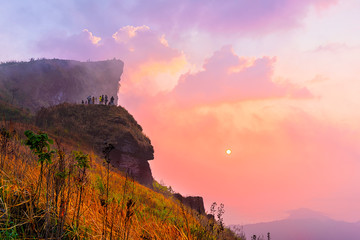 Phu Chi Fah in Chiang Rai,Thailand at sunrise.