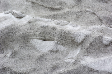 Dirty snow in nature.