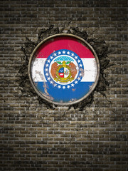 Old Missouri flag in brick wall