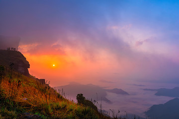 Phu Chi Fah in Chiang Rai,Thailand at sunrise.