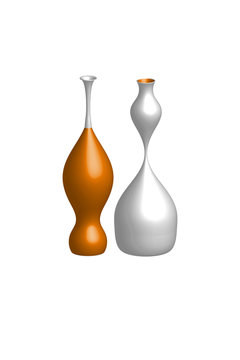Vector image of three-dimensional ceramic jug, sports cup for rewarding, bottle, bottle, modeling of vases.