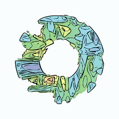 Abstract colorful circle alien style vector frame