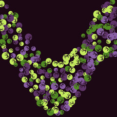 Vector Confetti Background Pattern. Element of design. Colored stylized berries on a black background