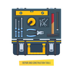 Set of repair and construction tools, open and closed.