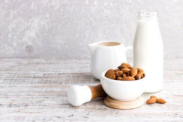 Obraz na płótnie Canvas Almonds and almond milk