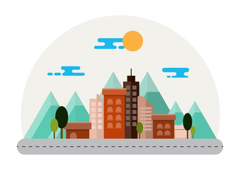 City Landscape Illustration. Flat Design.