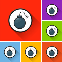 bomb icons with long shadow