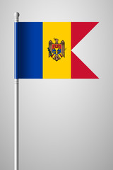 Flag of Moldova. National Flag on Flagpole. Isolated Illustration on Gray