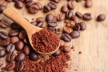 Instant coffee and coffee beans