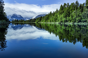 beautiful scenic of lake matheson most popular traveling destination in west coast southland on new zealand
