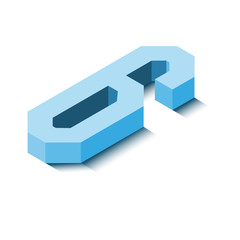 Isometric six blue icon, 3d character with shadow