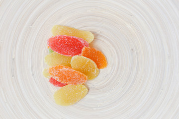 pineapple candied fruit on a wooden plate