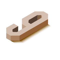 Isometric nine brown icon, 3d character with shadow