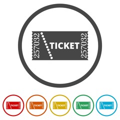 Ticket Icon, Cinema ticket, 6 Colors Included