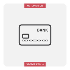 Vector design of outline icon, Credit card or ATM thin lines stroke symbol for web or mobile element.