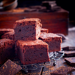 Homemade brownies,square