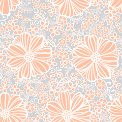 Seamless pattern with simple flowers