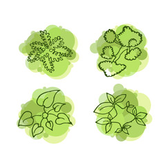 Trees top view for landscape vector illustration.