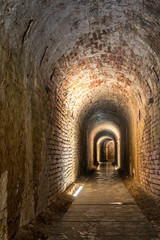 Tunnel running inside the fortification protecting the City fortress of Palmanova, Italy
