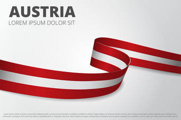 Flag of Austria background. Austrian ribbon. Card layout design. Vector illustration.