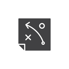 Business strategy paper document vector icon. filled flat sign for mobile concept and web design. Football strategy simple solid icon. Symbol, logo illustration. Pixel perfect vector graphics