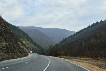 Fototapeta premium Truck transportation on road